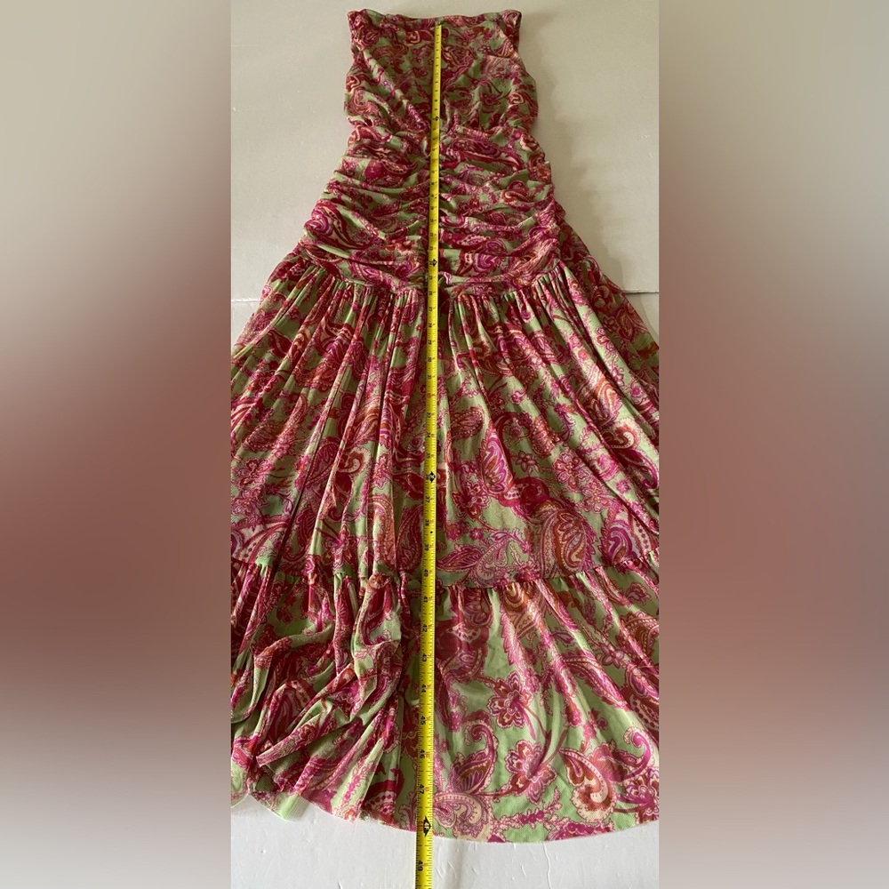 MISA LA Ava Paisley Print Stretch Maxi Dress V-Neck Tulle Size XS - Picture 11 of 12